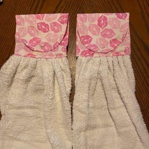 Pink Lips Hanging Towel, Set of 2 Kitchen, Oven, Drawer, Valentines